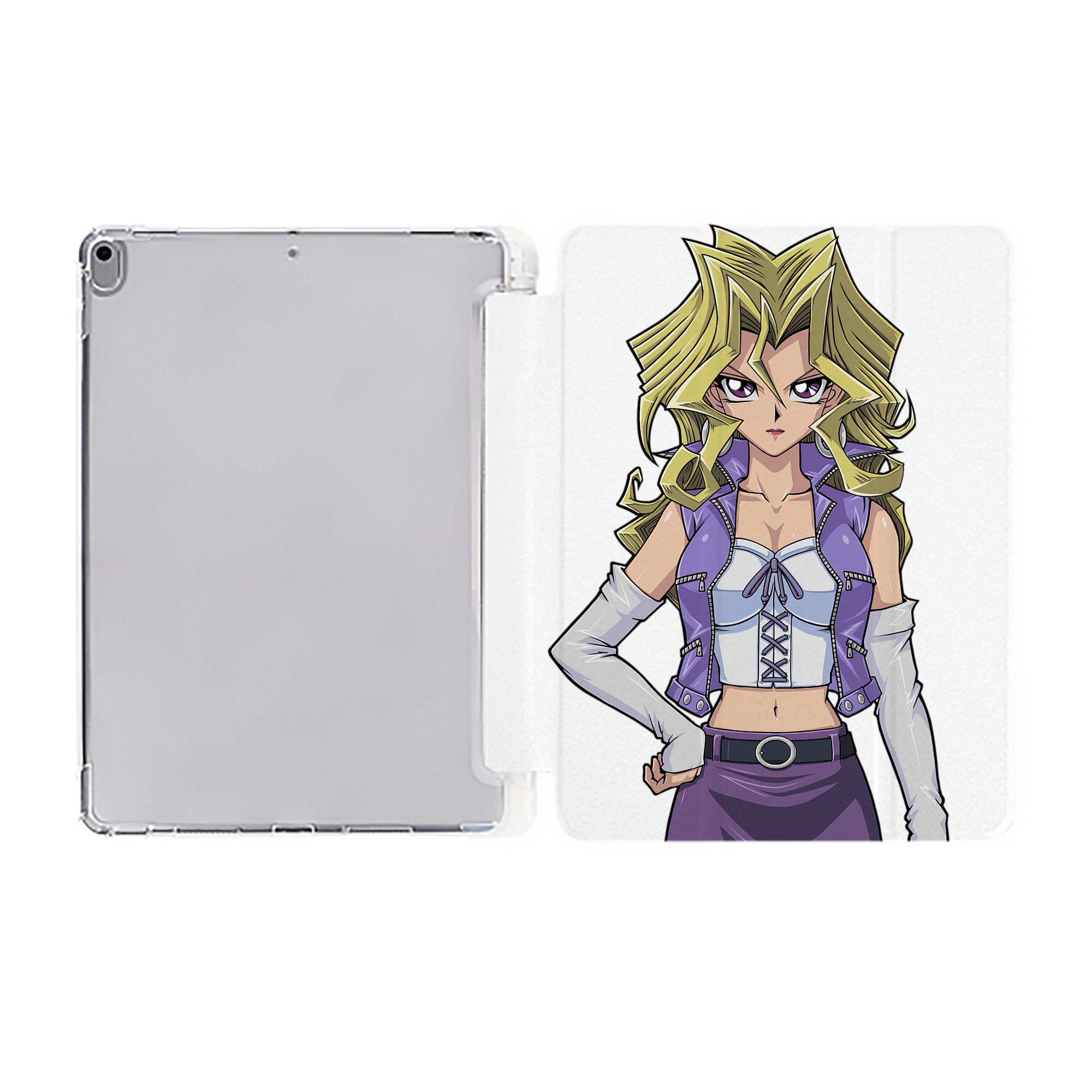 （画像用） 遊☆戯☆王 Yu-Gi-Oh! IPad ケース ペン収納付き 三つ折りスタンド PUレザー×シリコン 対応機種9.5/10.5/10.9インチ